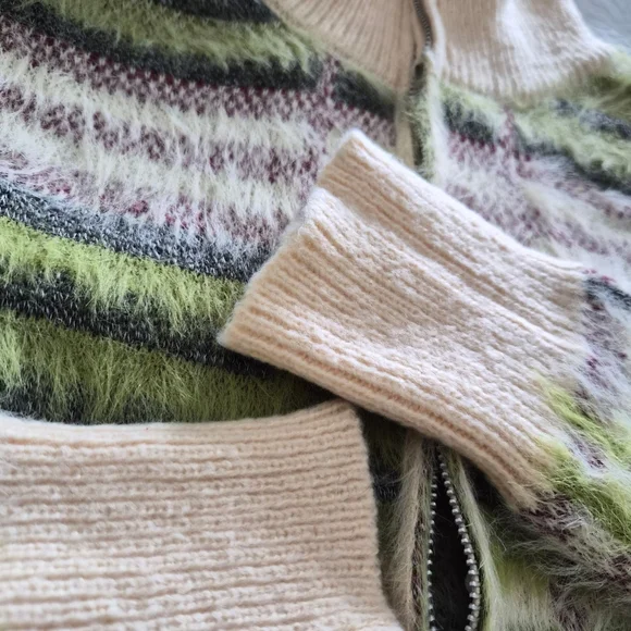 Fuzzy Knitted Mock Neck Cardigan ▪︎ Multi Color ▪︎ MD - Picture 12 of 13